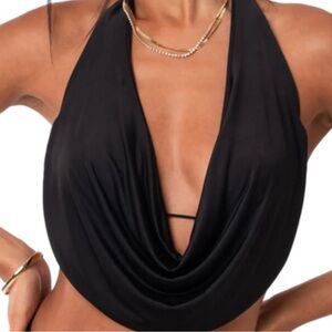 Edikted black swoop crop top